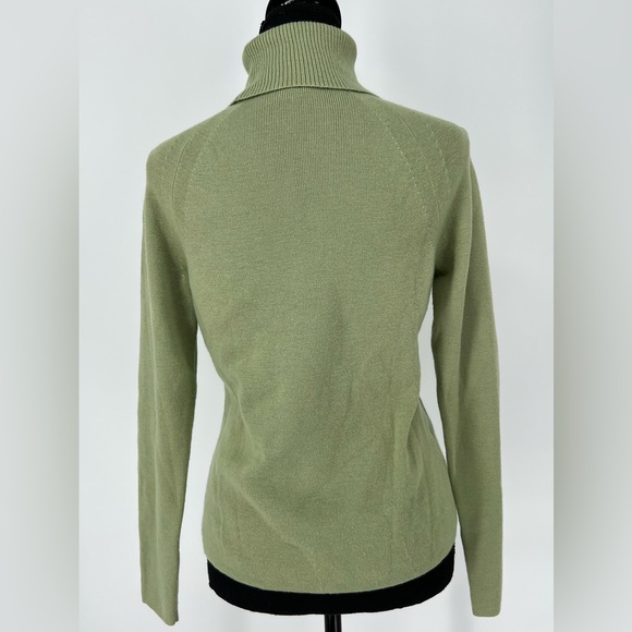 ANN TAYLOR LOFT MERINO WOOL CASHMERE ACRYLIC BLEND SAGE GREEN TURTLENECK SWEATER - Picture 3 of 10